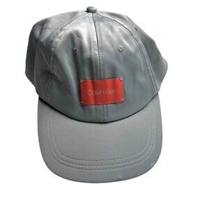 Calvin Klein Women's Satin Baseball Hat Adjustable Strapback Gray Corl Pink Cap